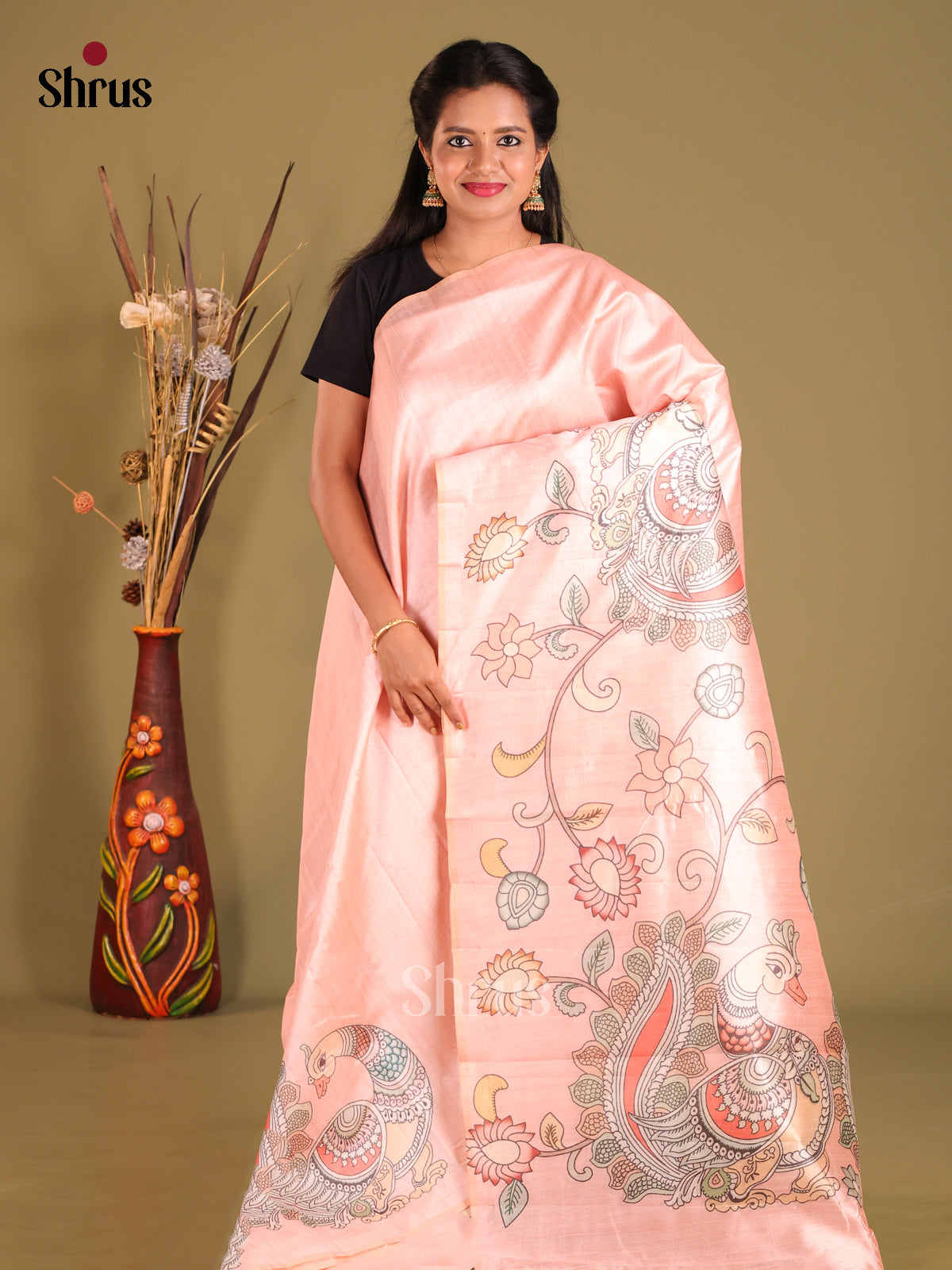 Pink - Semi Tussar Saree