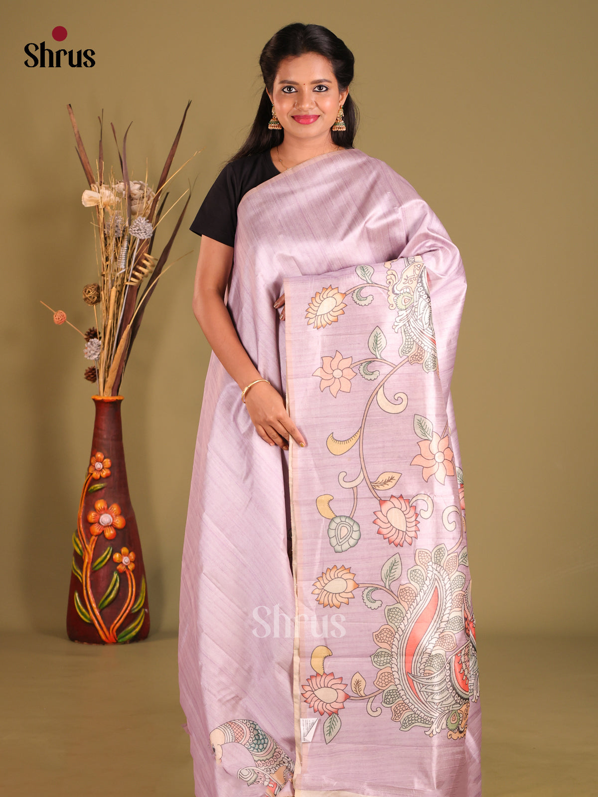 Lavender- Semi Tussar Saree