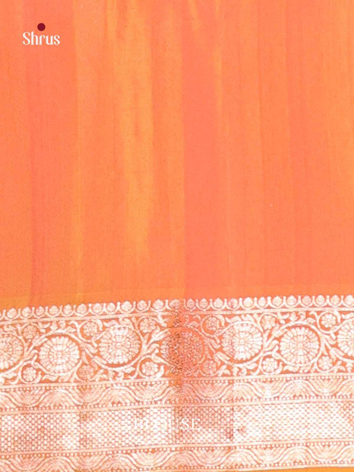 Pink & Orange Soft Silk Saree with contrast floral vines zari border-3