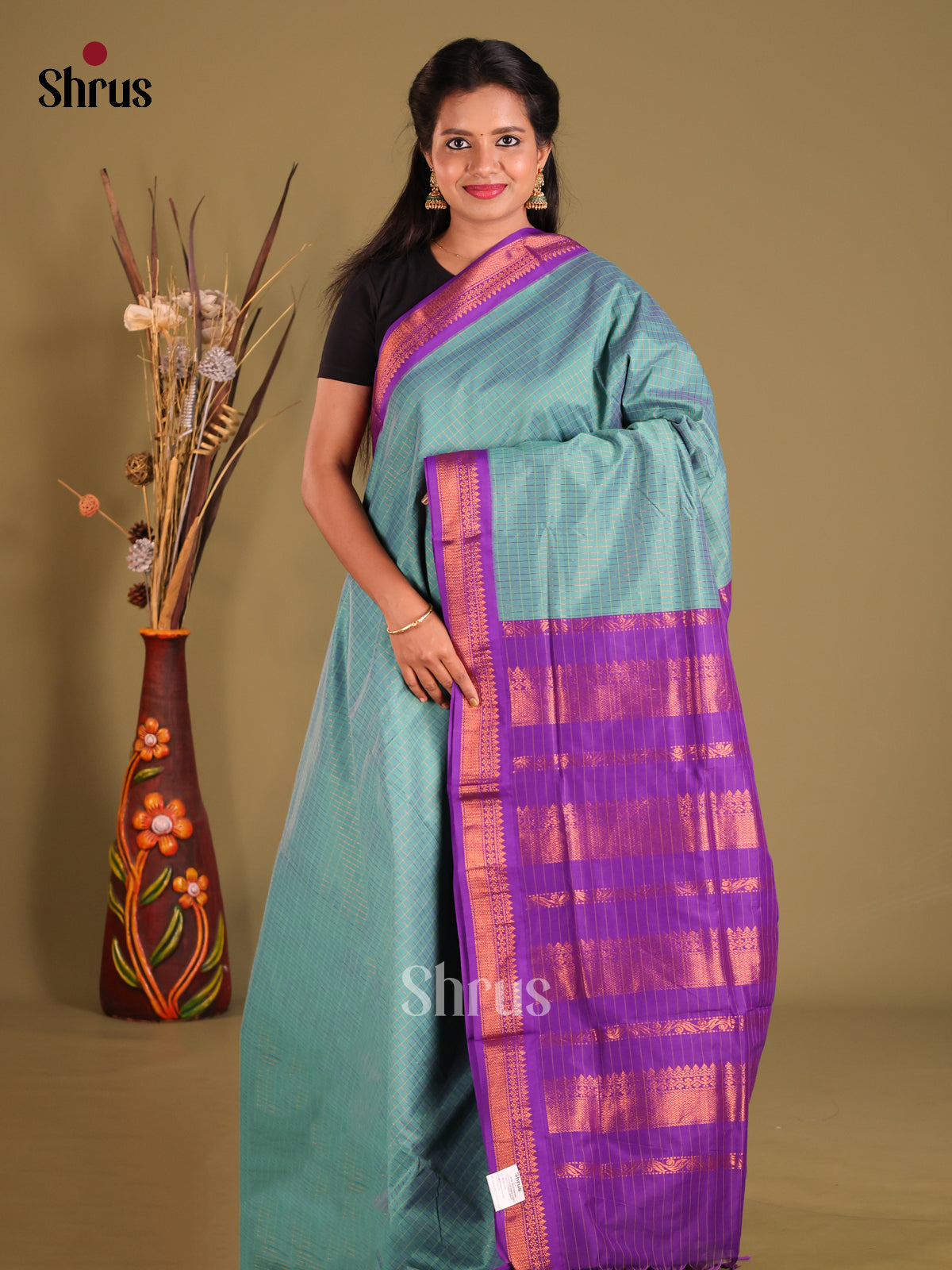 Blue & Purple- Kalyani Cotton Saree