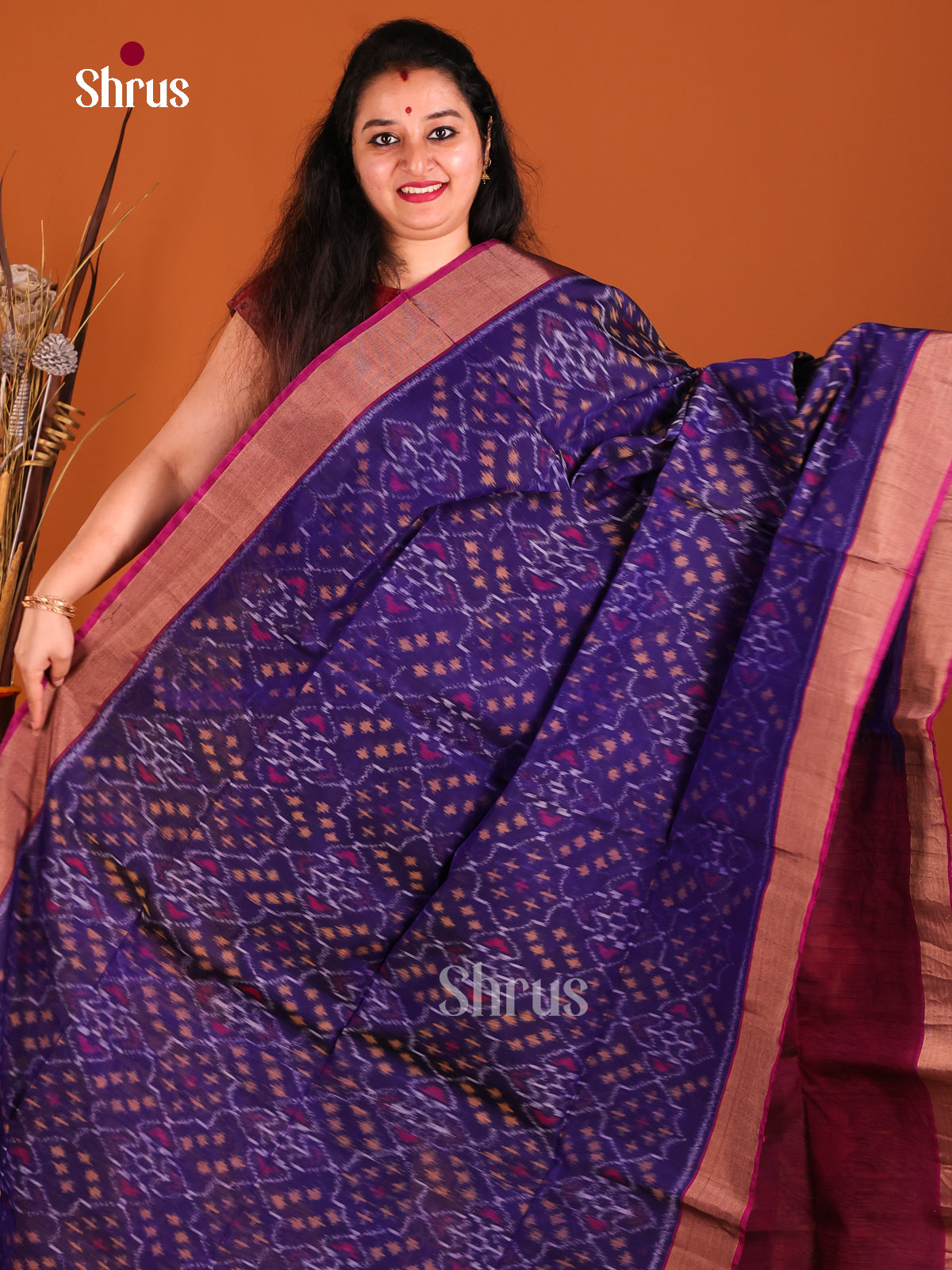 Blue & wine- Pochampally sico Saree