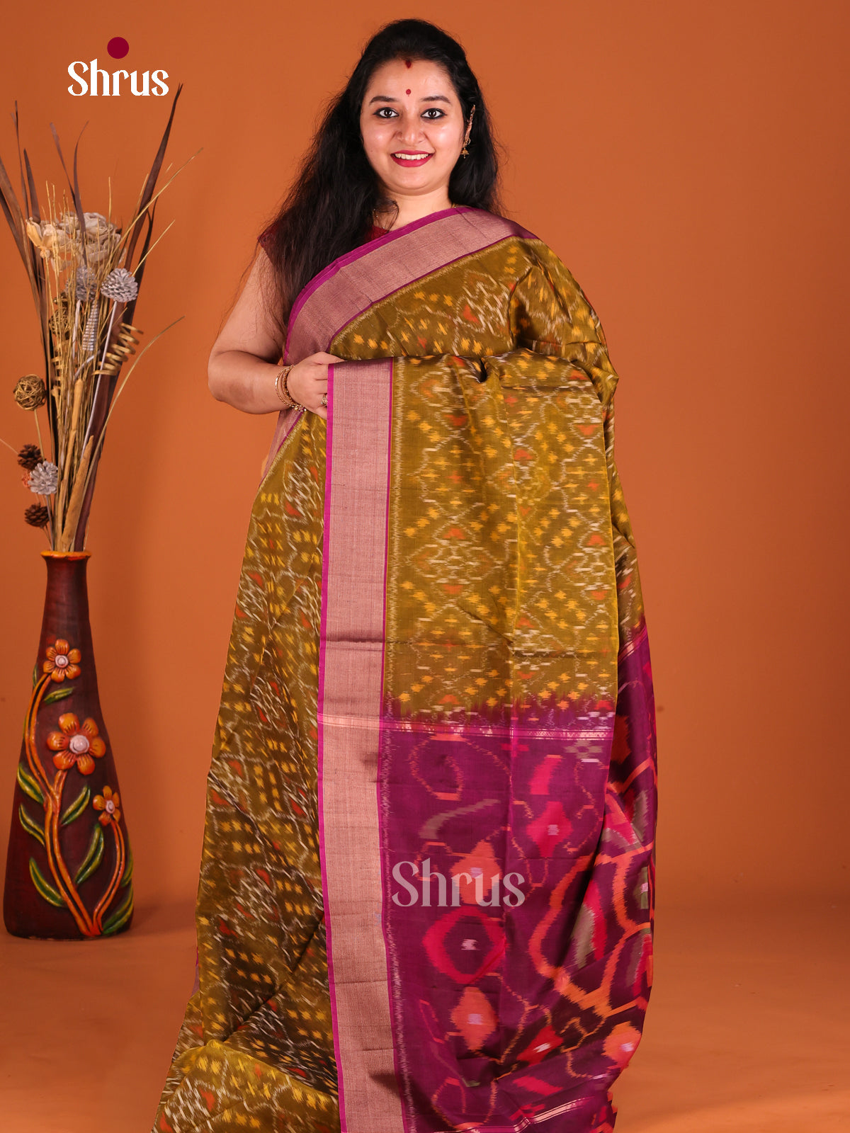 Chutney Green & Purple - Pochampally sico Saree