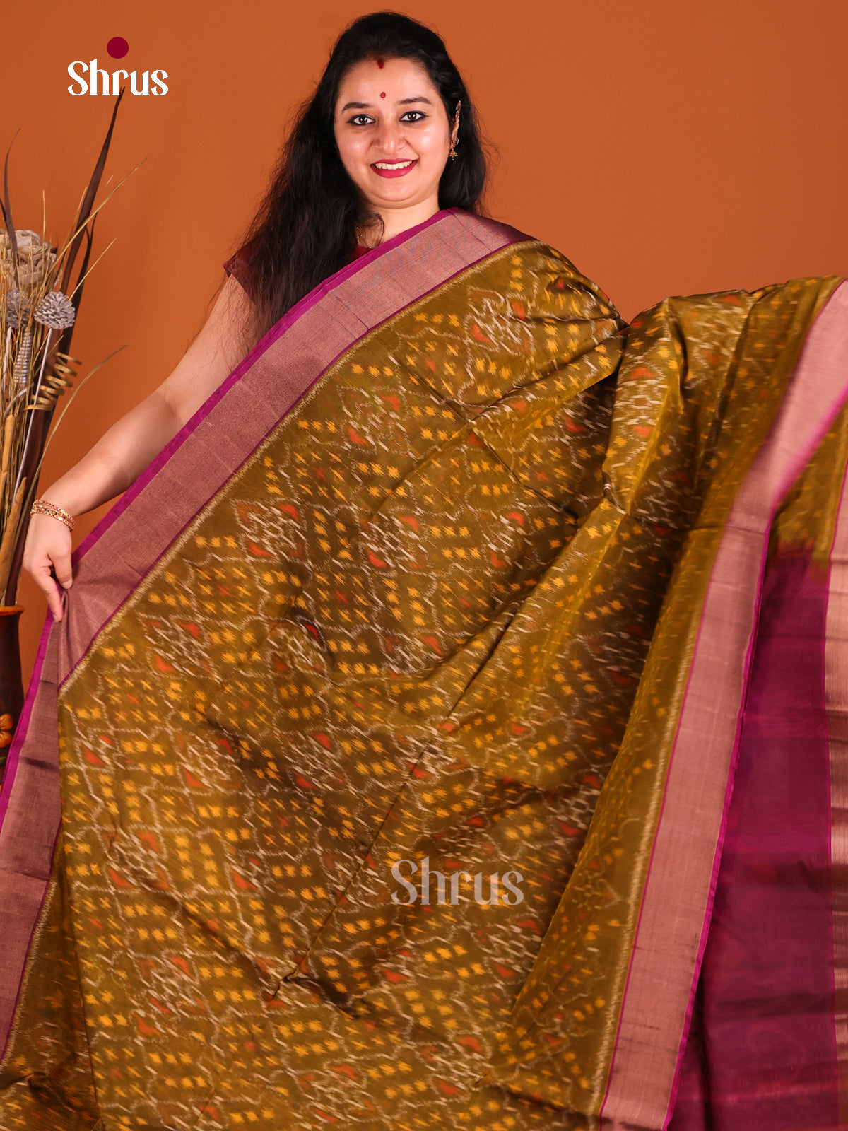 Chutney Green & Purple - Pochampally sico Saree