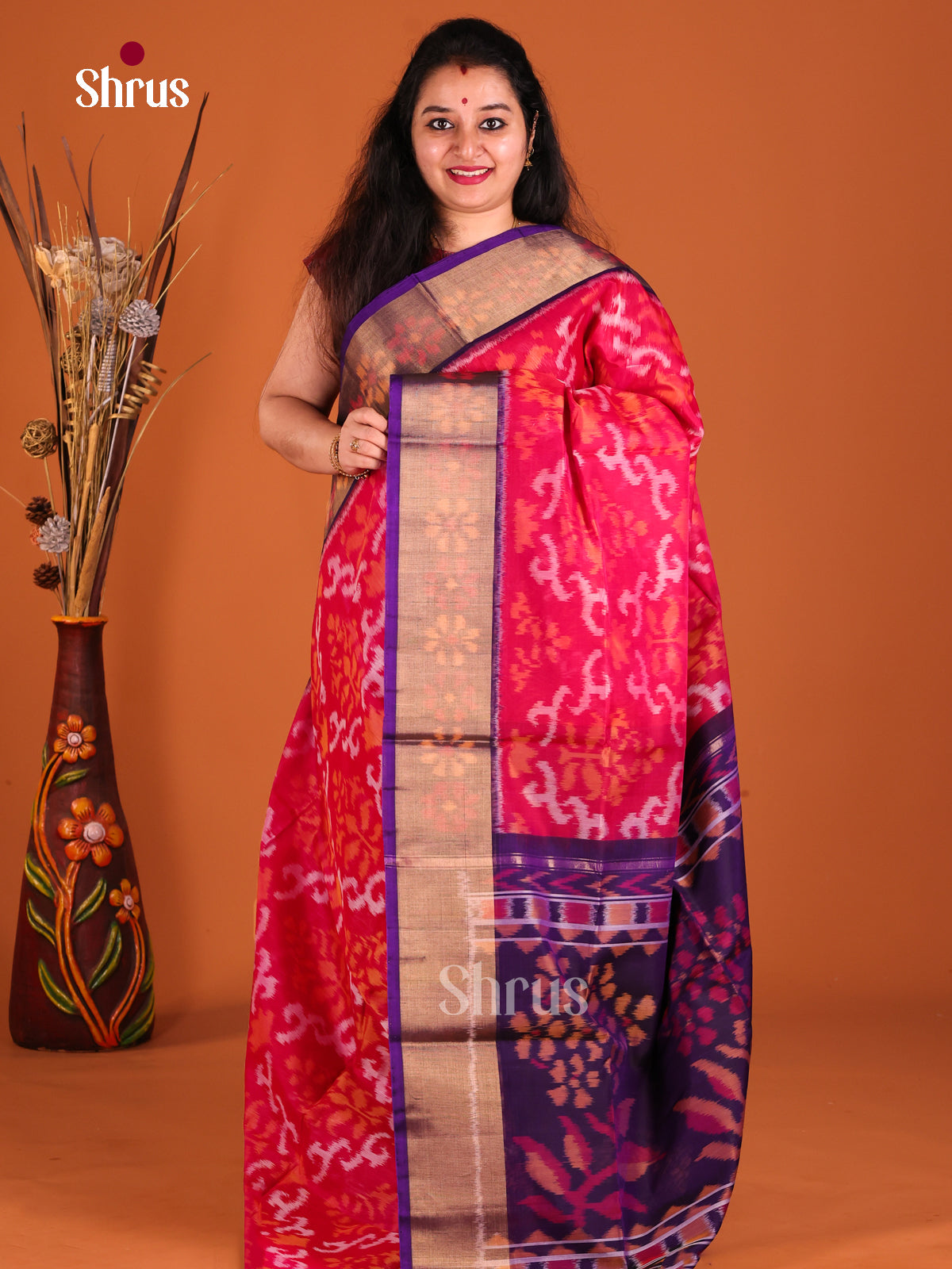 Pink & Violet - Pochampally sico Saree - Shop on Shrus.com