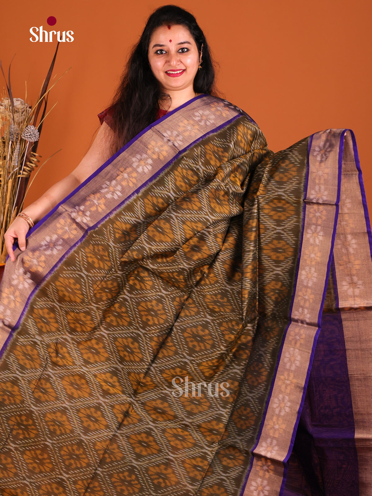 Chutney Green & Blue- Pochampally ikkay silk cotton Saree -1