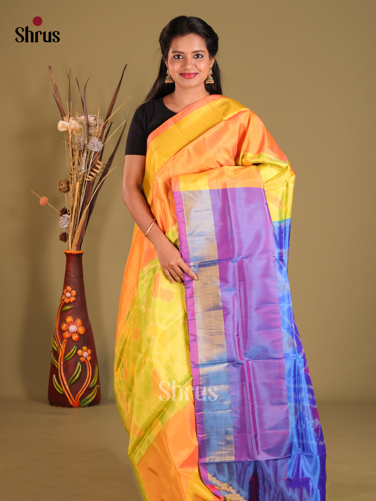 Light Green & Blue- Semi uppada Saree - Shop on Shrus.com
