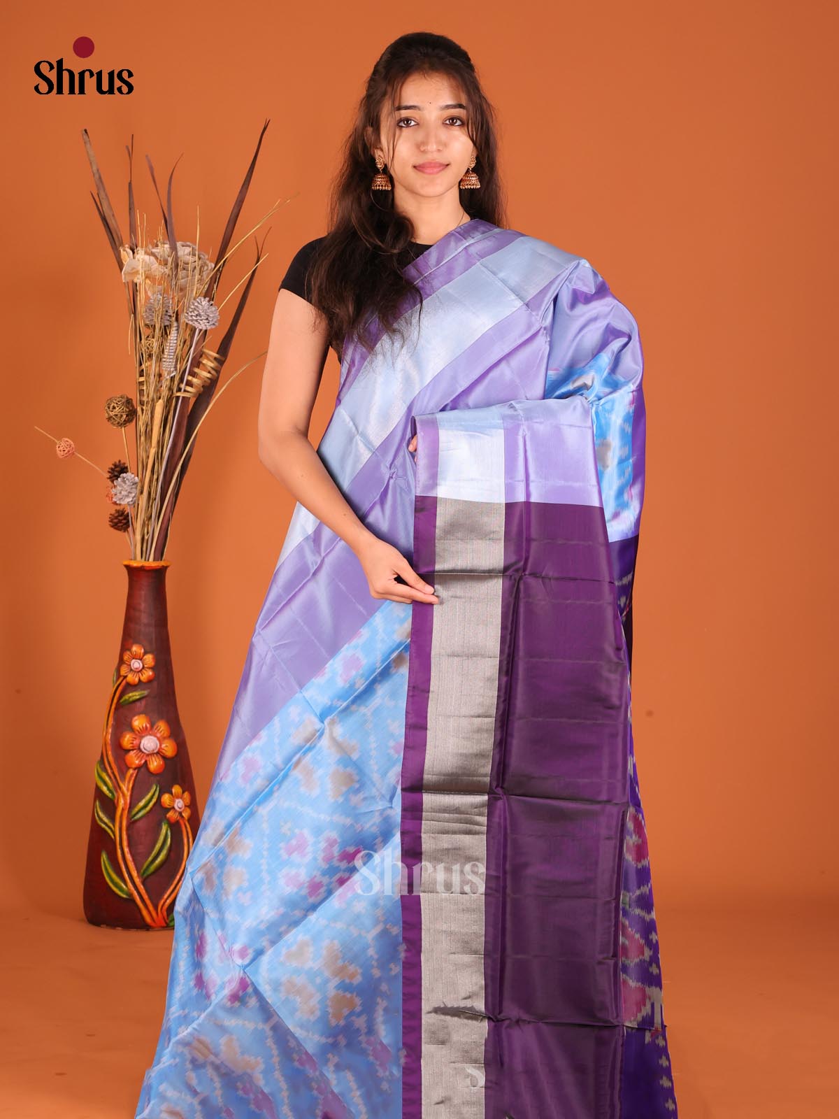 Blue & Violet - Semi uppada Saree