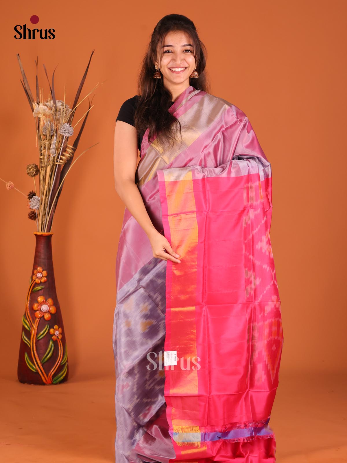 Lavender & Pink - Semi uppada Saree - Shop on Shrus.com