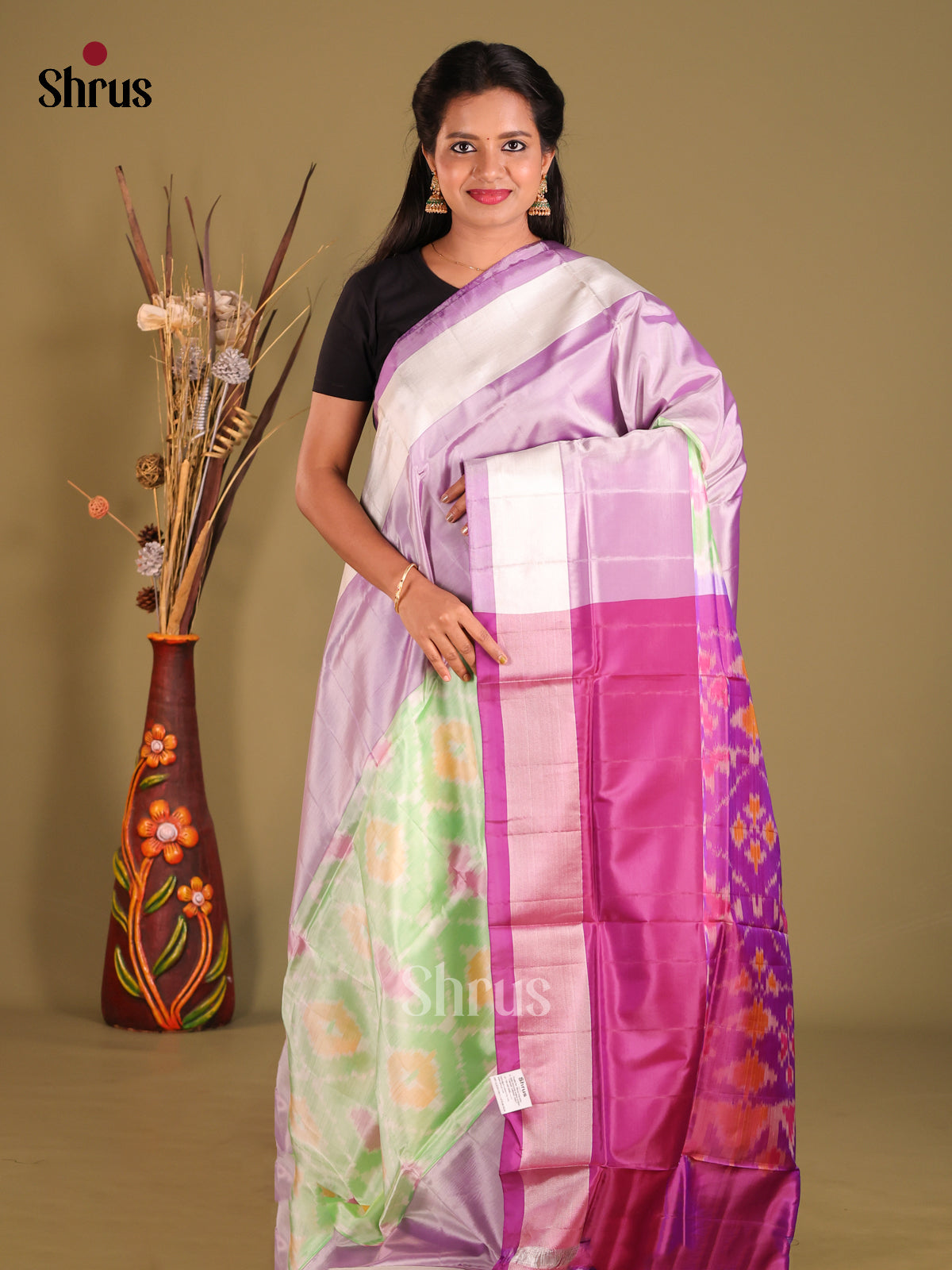 Pista Green & Purple- Semi uppada Saree - Shop on Shrus.com