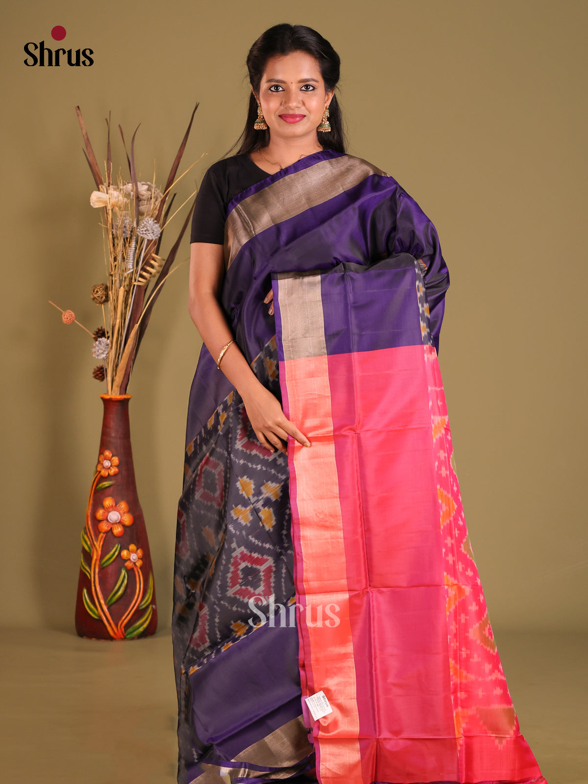 Violet & Pink - Semi uppada Saree - Shop on Shrus.com