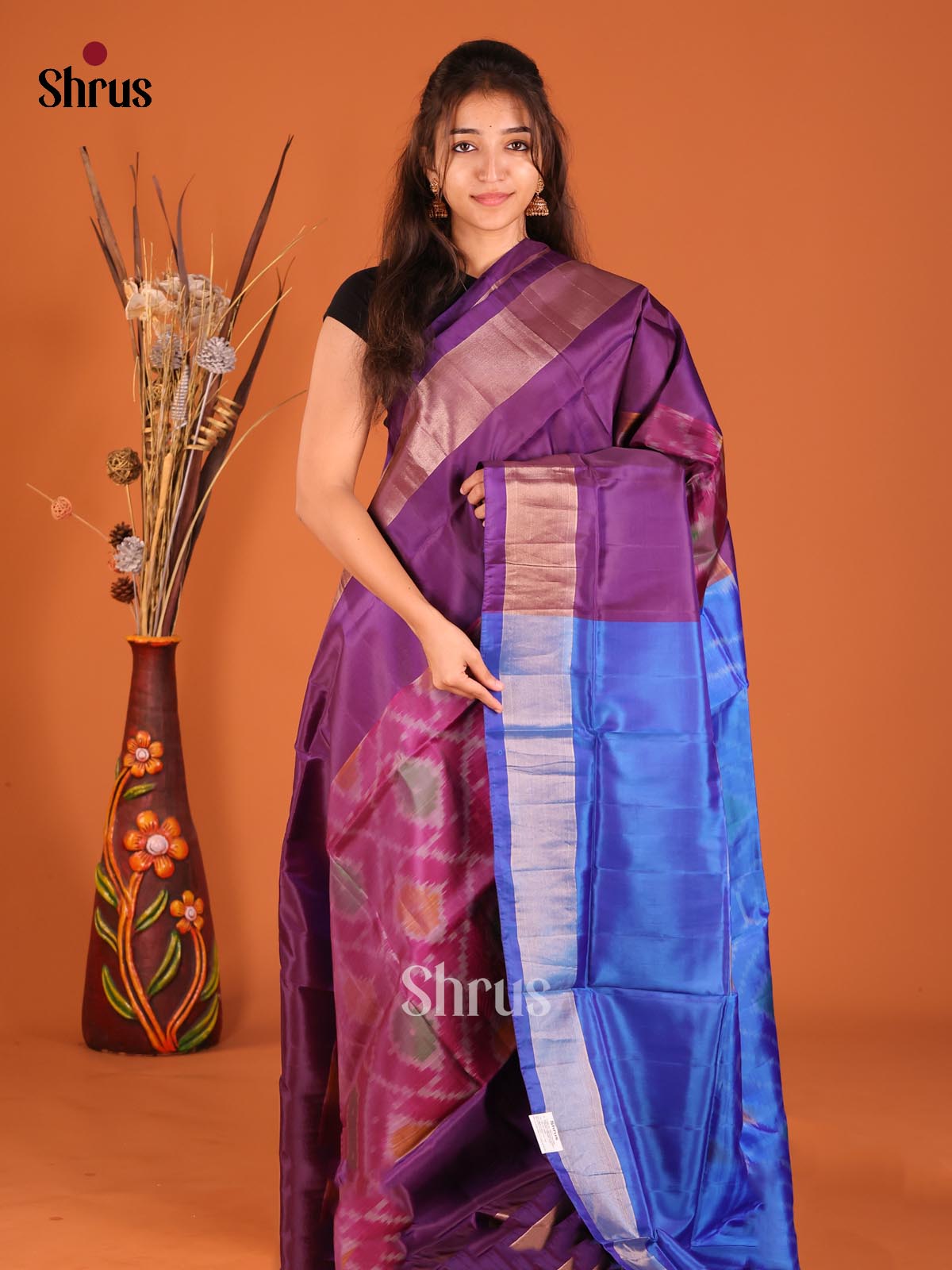 Purple & Blue - Semi uppada Saree - Shop on Shrus.com