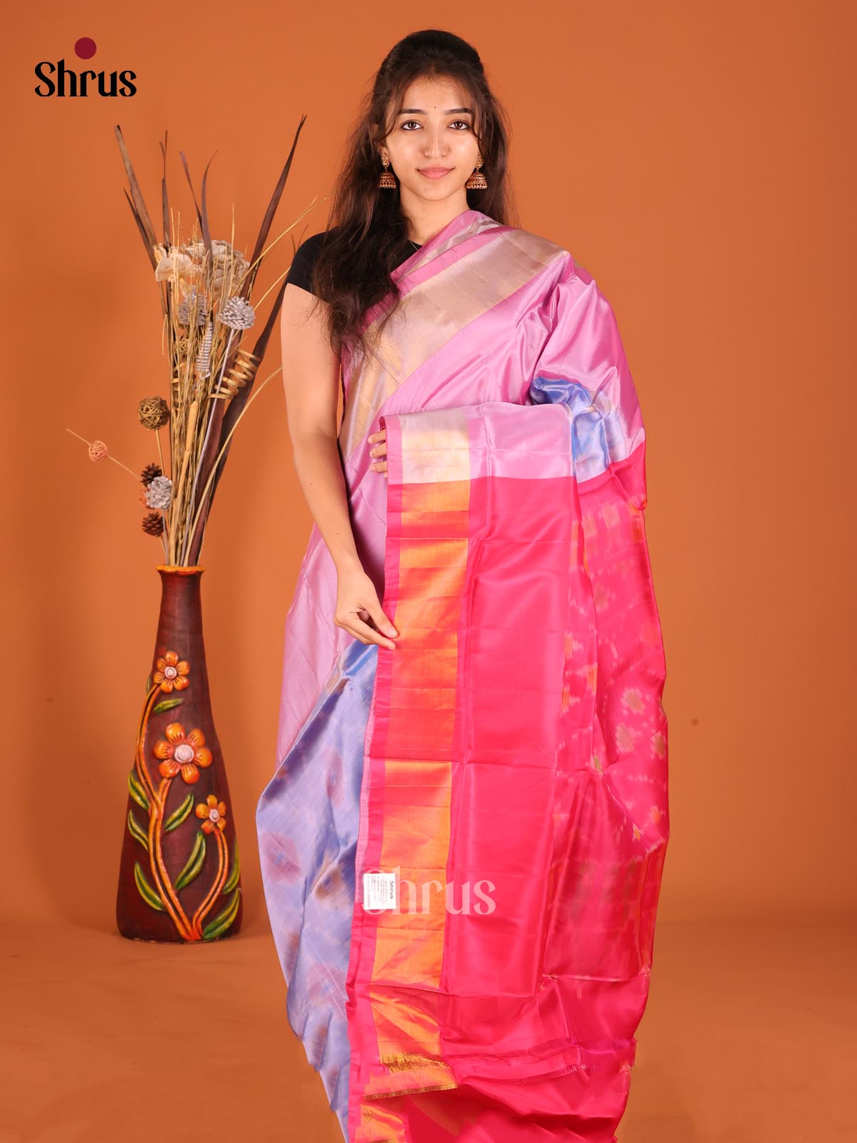 Lilac & Pink- Semi uppada Saree