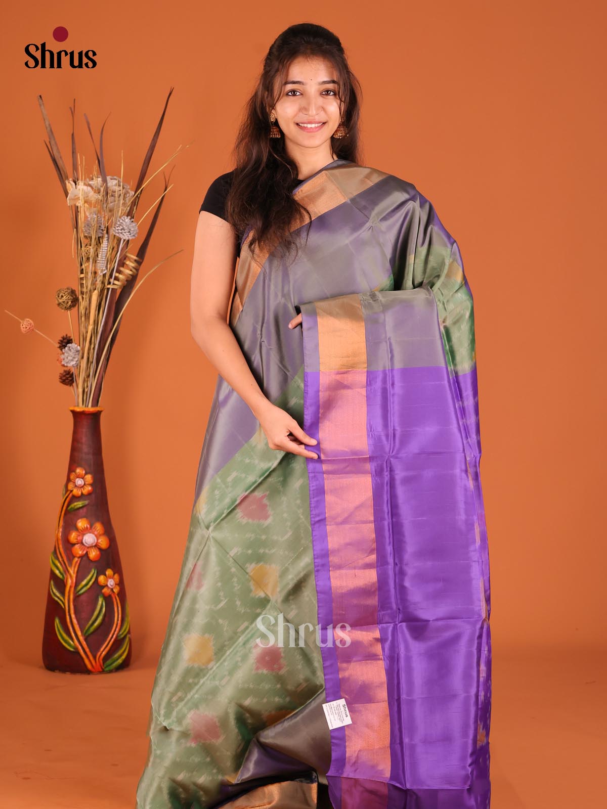 Green & Purple - Semi uppada Saree - Shop on Shrus.com
