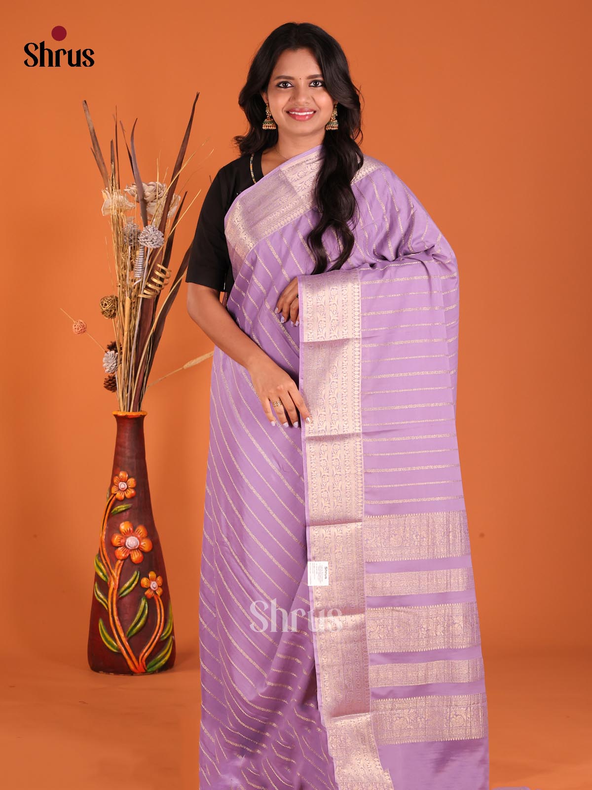Lavender - Mysoresilk-halfpure Saree - Shop on Shrus.com