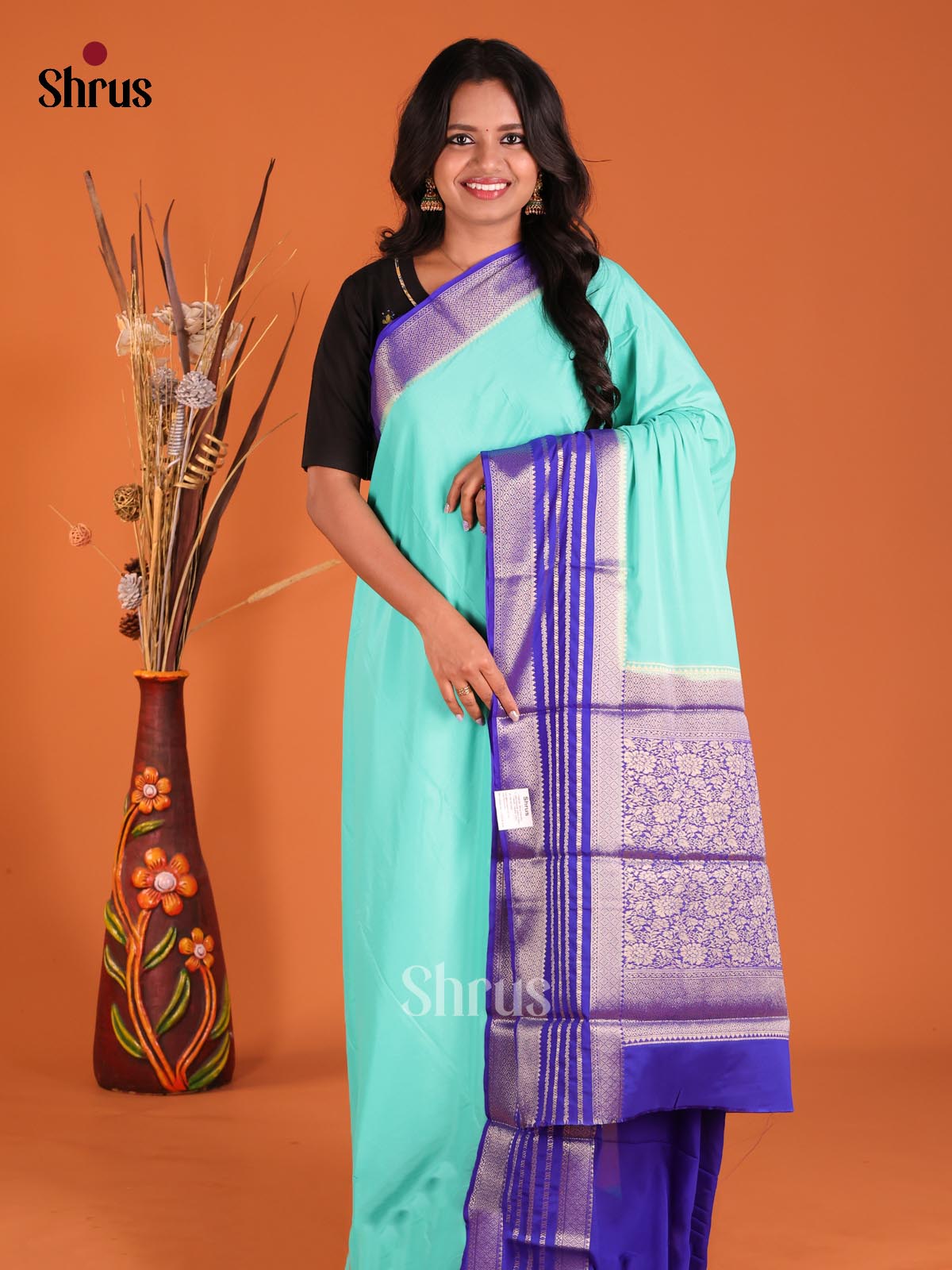 Teal & Blue - Mysoresilk-halfpure Saree