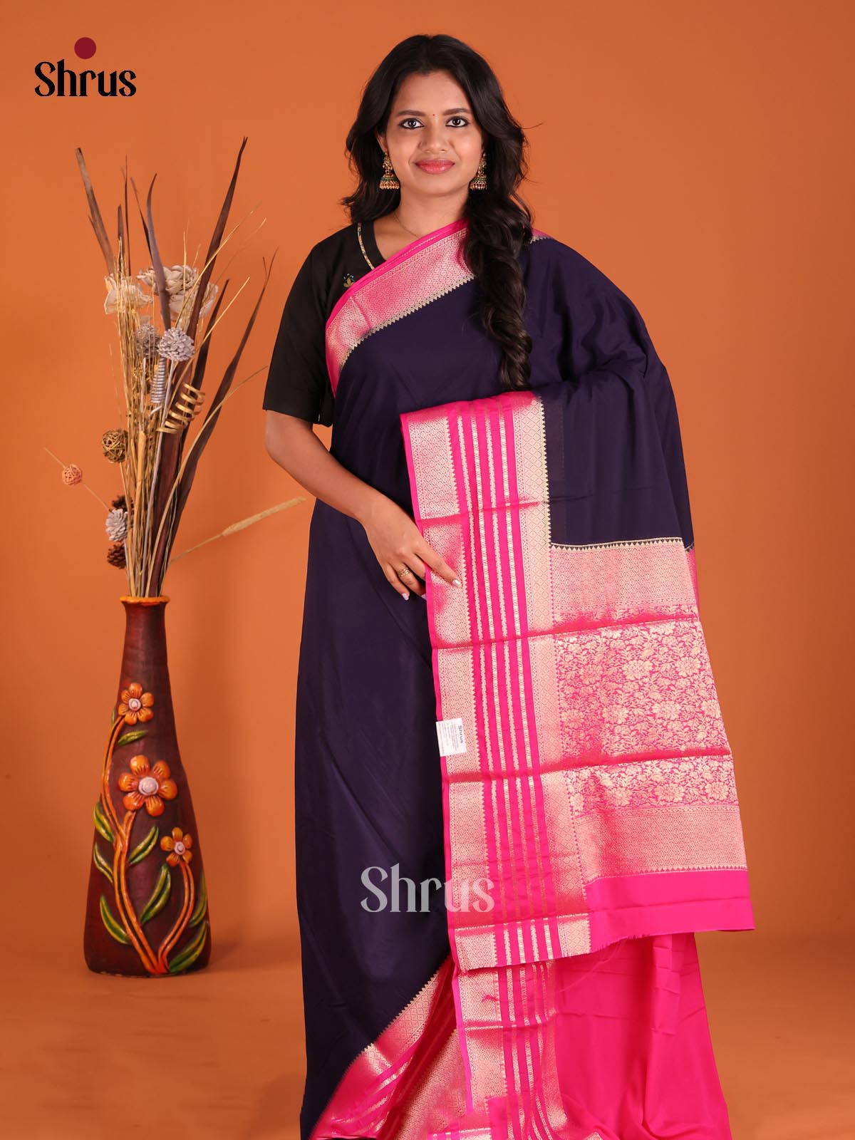Violet & Pink - Mysoresilk-halfpure Saree - Shop on Shrus.com