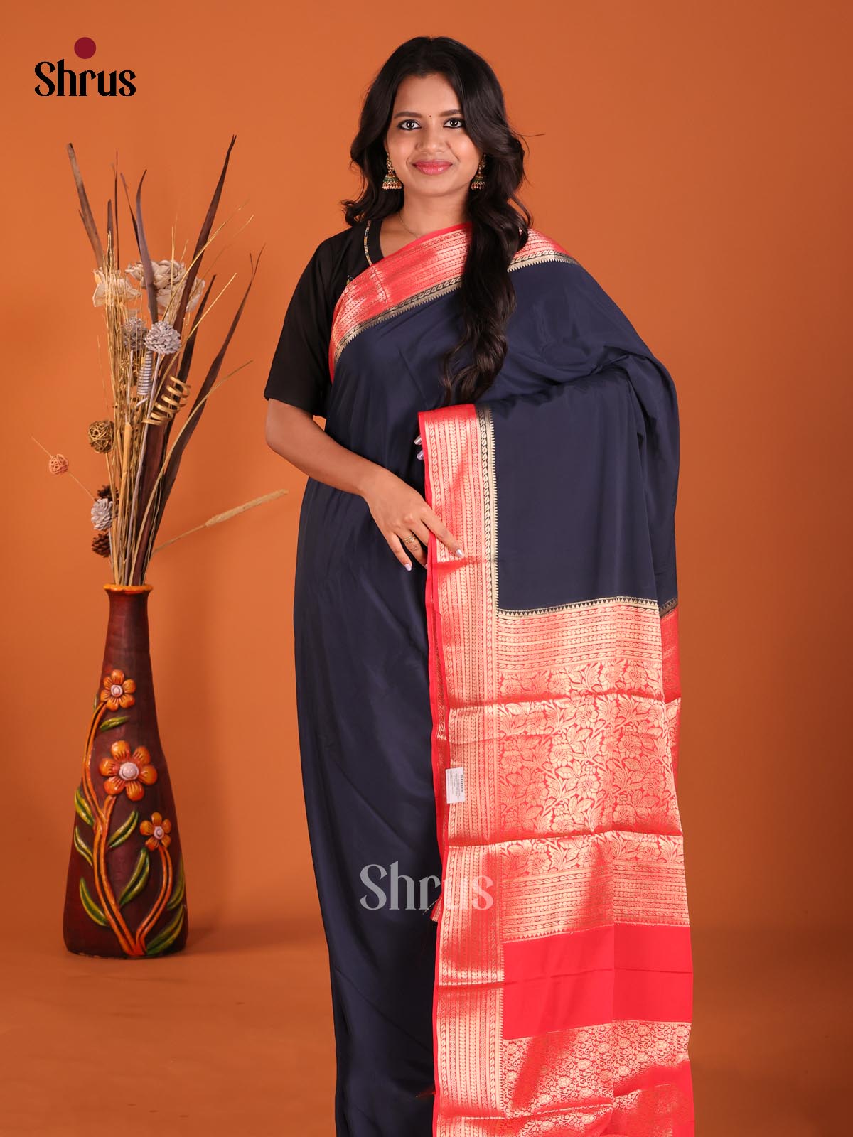 Blue & Red- Mysoresilk-halfpure Saree