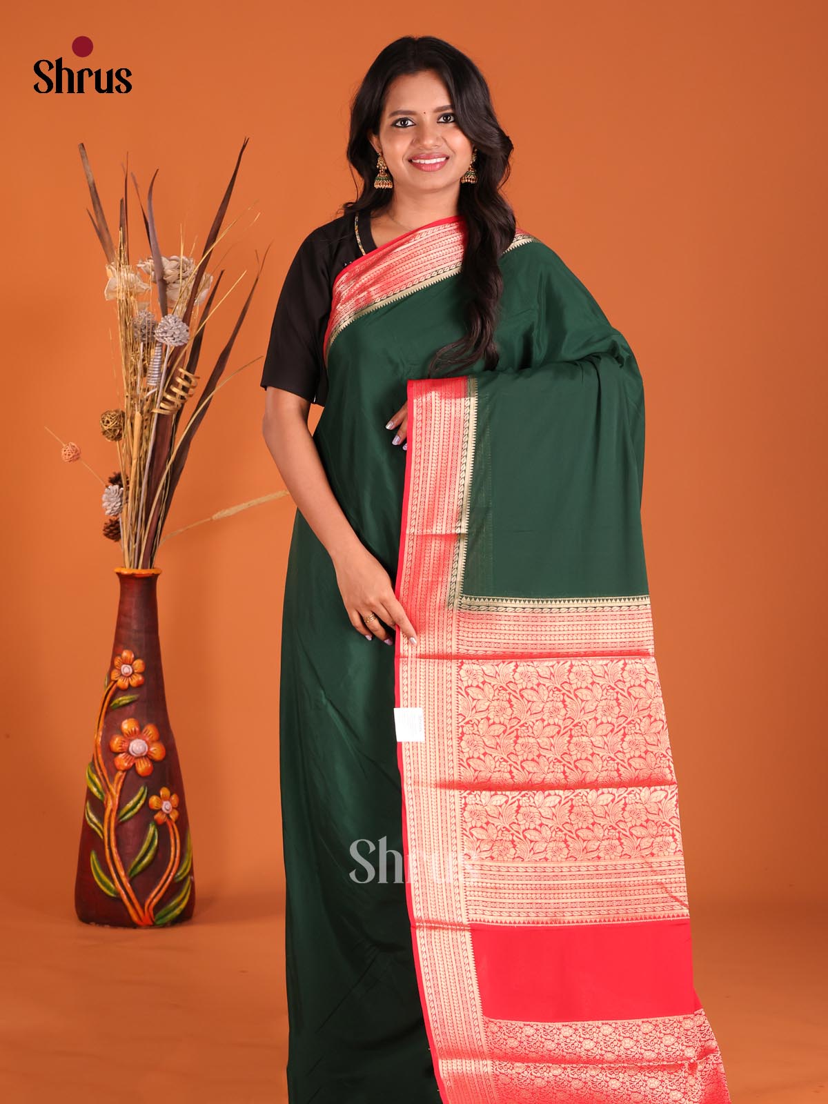 Green - Mysoresilk-halfpure Saree - Shop on Shrus.com