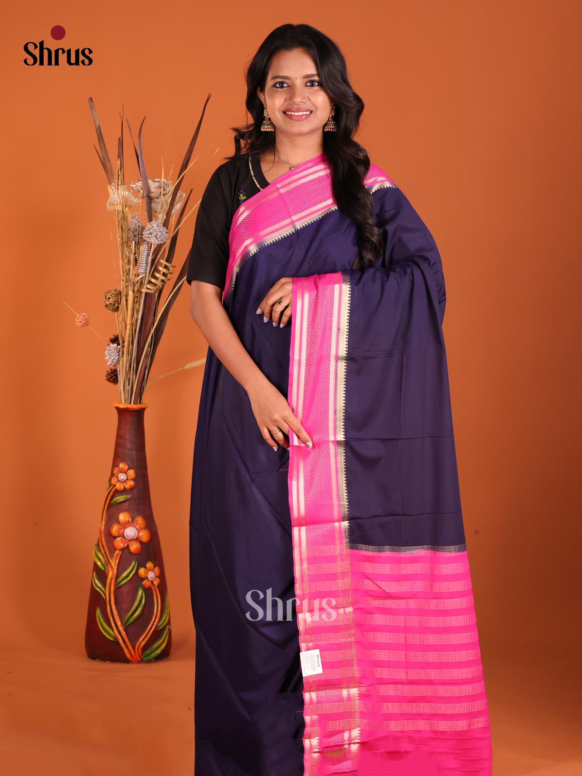 Blue & Pink - Mysoresilk-halfpure Saree
