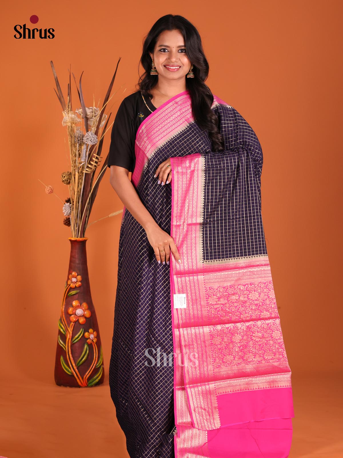 Blue & Pink - Mysoresilk-halfpure Saree