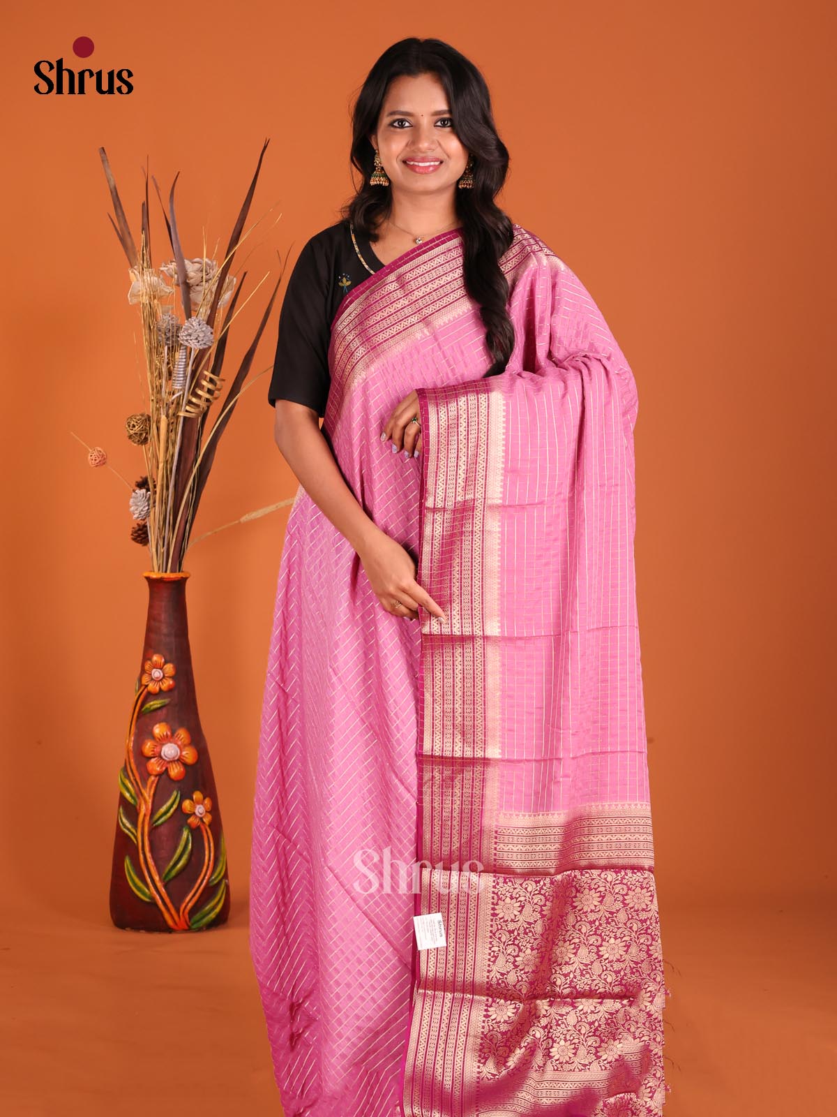 Pink & purple - Mysoresilk-halfpure Saree - Shop on Shrus.com