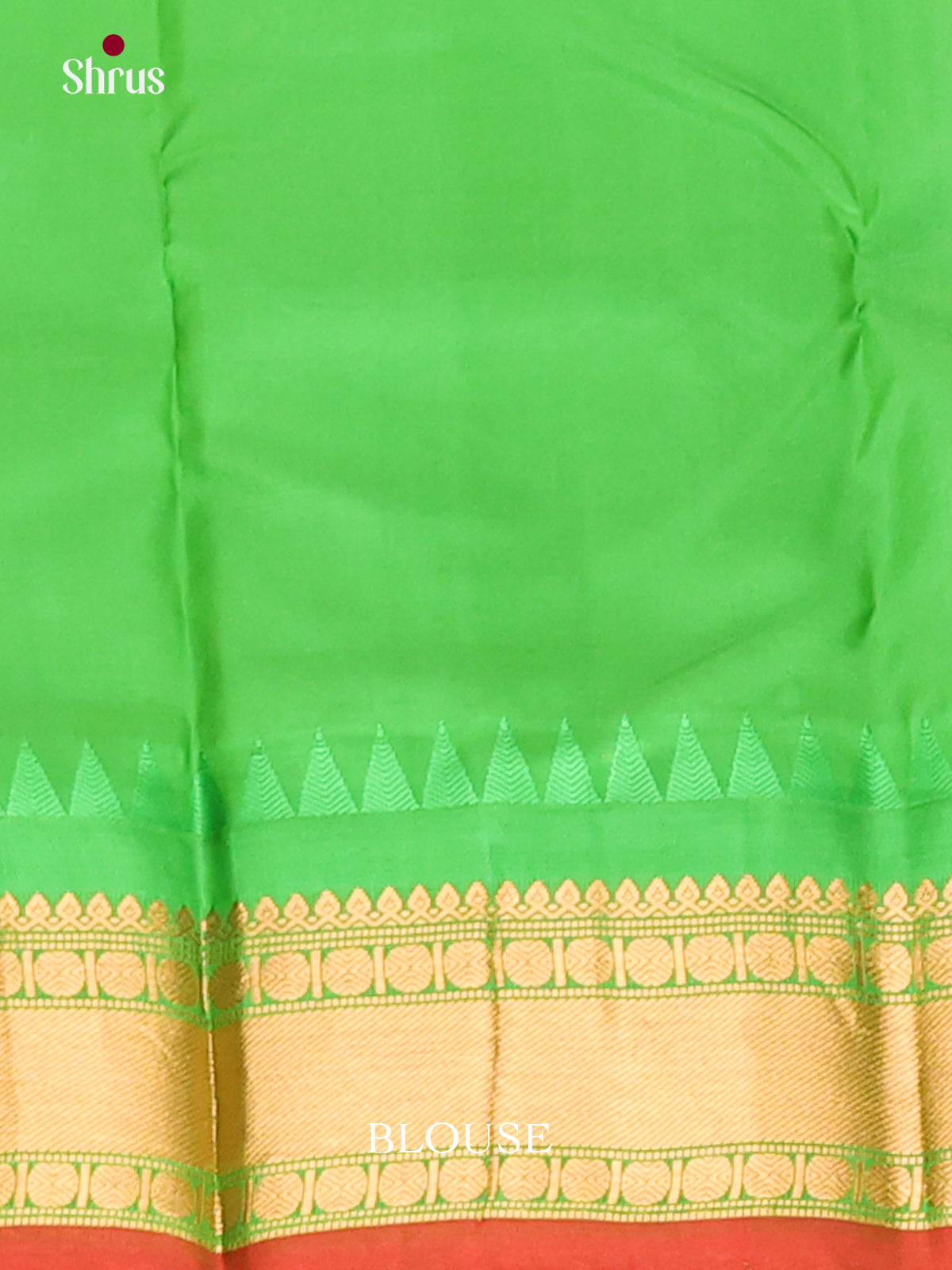 TRaditional Red Gadwal silk Saree with Gold Buttas & Green brocade pallu-2