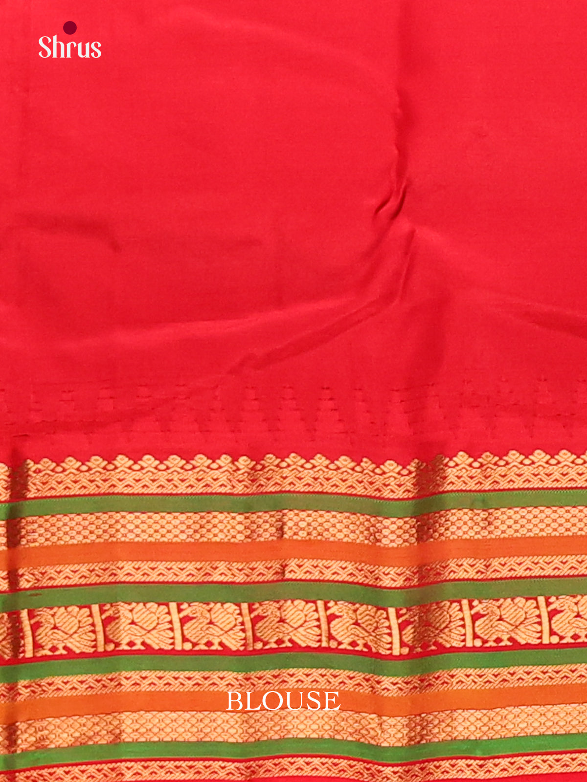 Royal Blue Gadwal Silk Saree with Gold Buttas & Red Zari Brocade Pallu-2