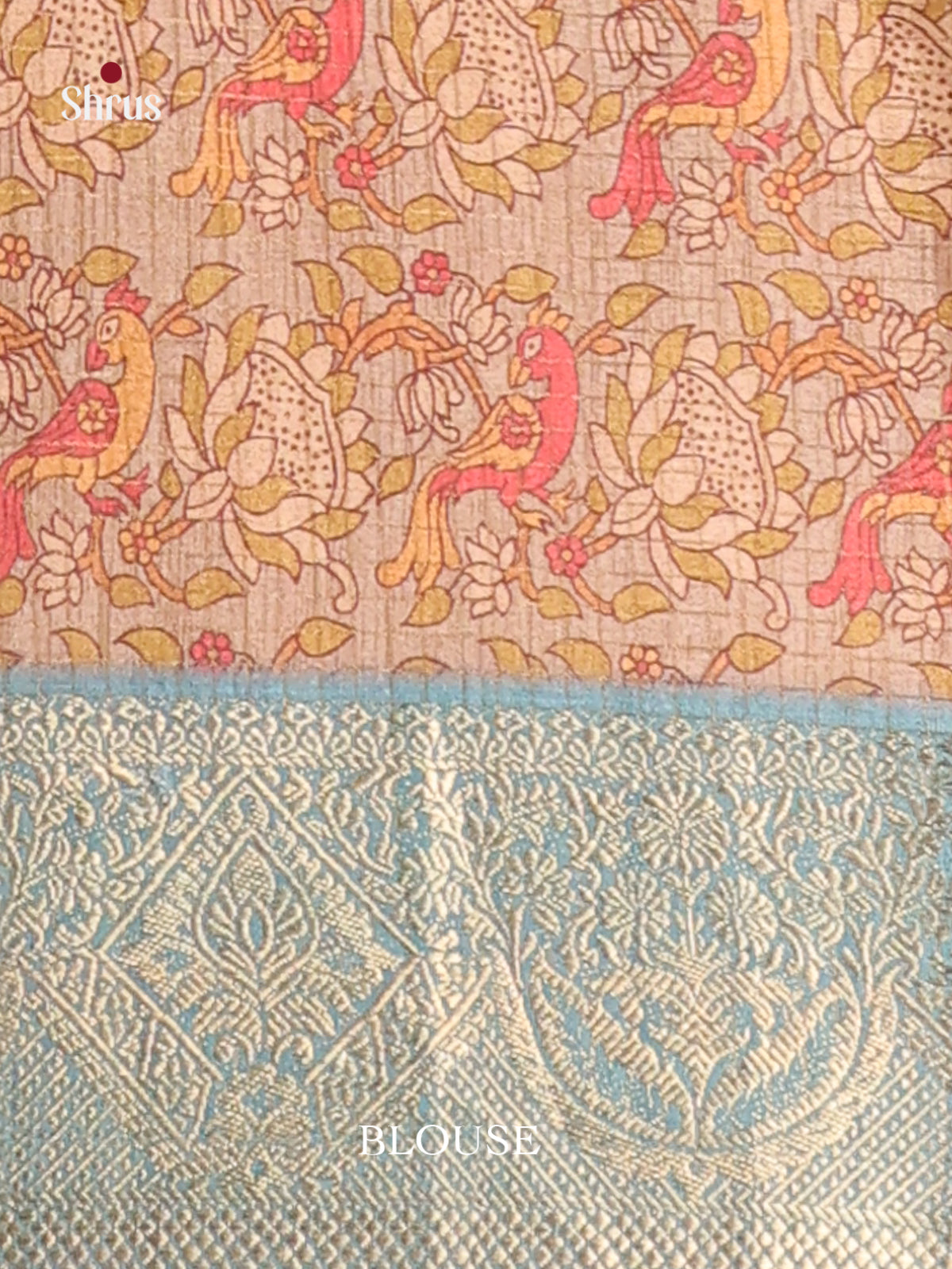 Blue & Cream - Semi Dola silk Saree