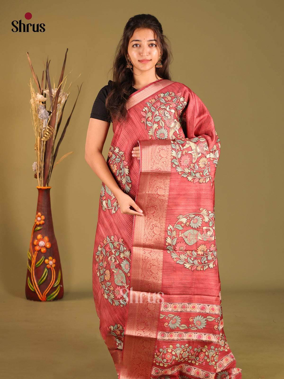 Red- Semi Dola silk Saree