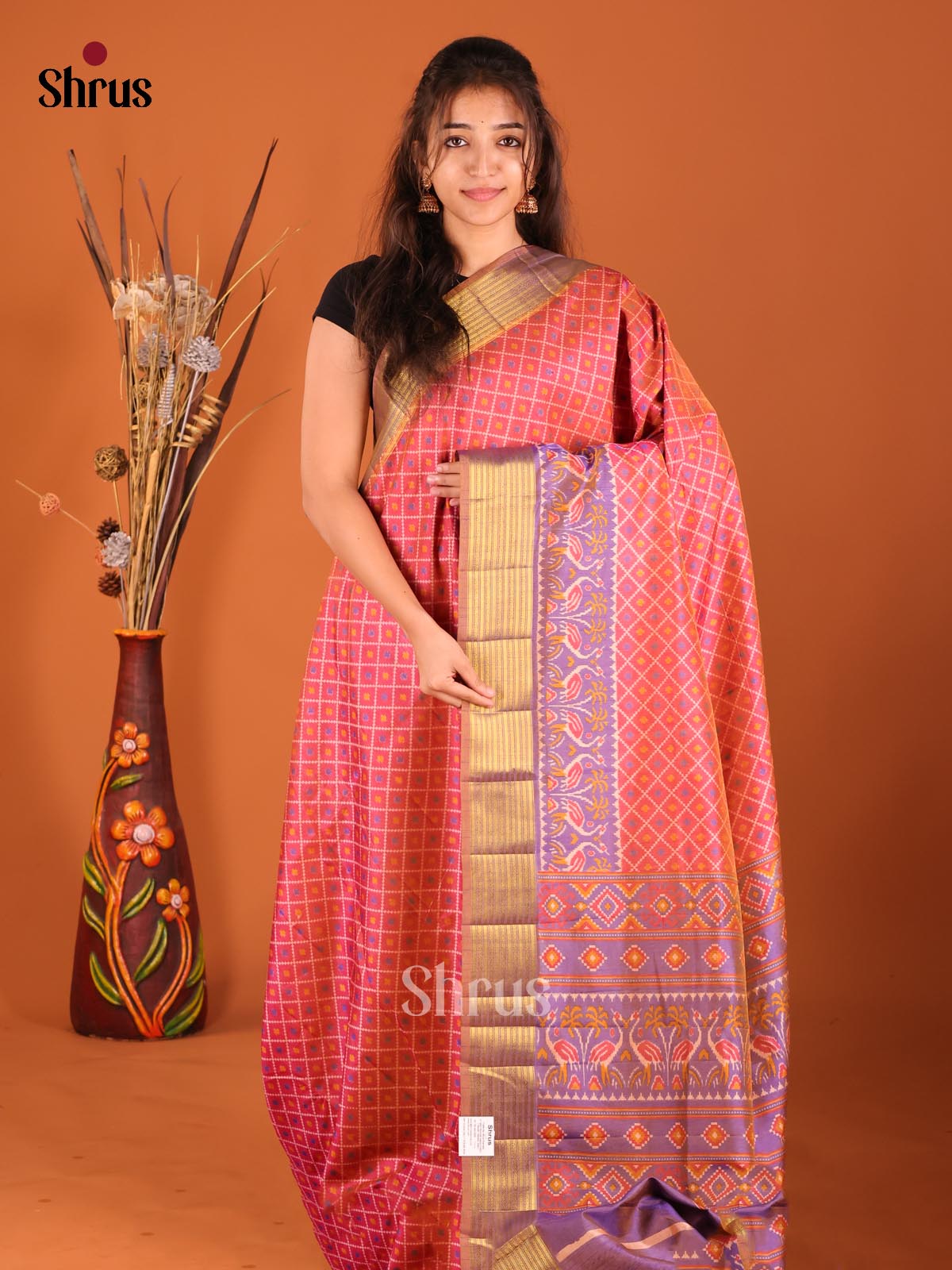 Red & Purple - Semi Patola Saree - Shop on Shrus.com