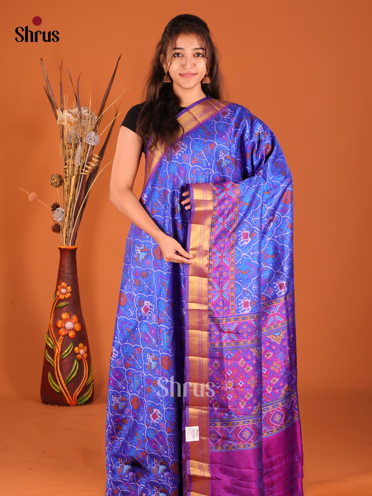 Blue & Purple - Semi Patola Saree