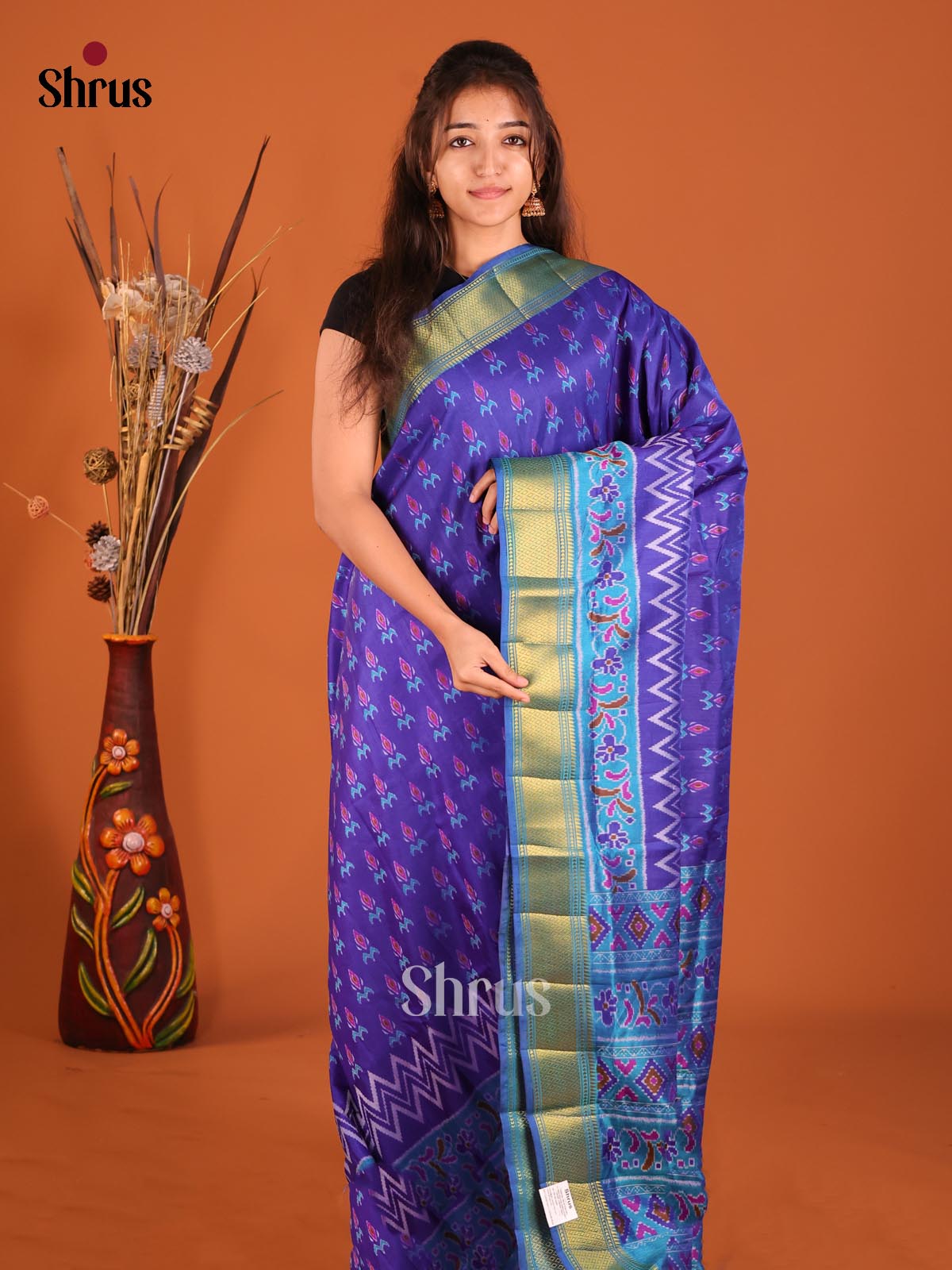 Blue - Semi Patola Saree