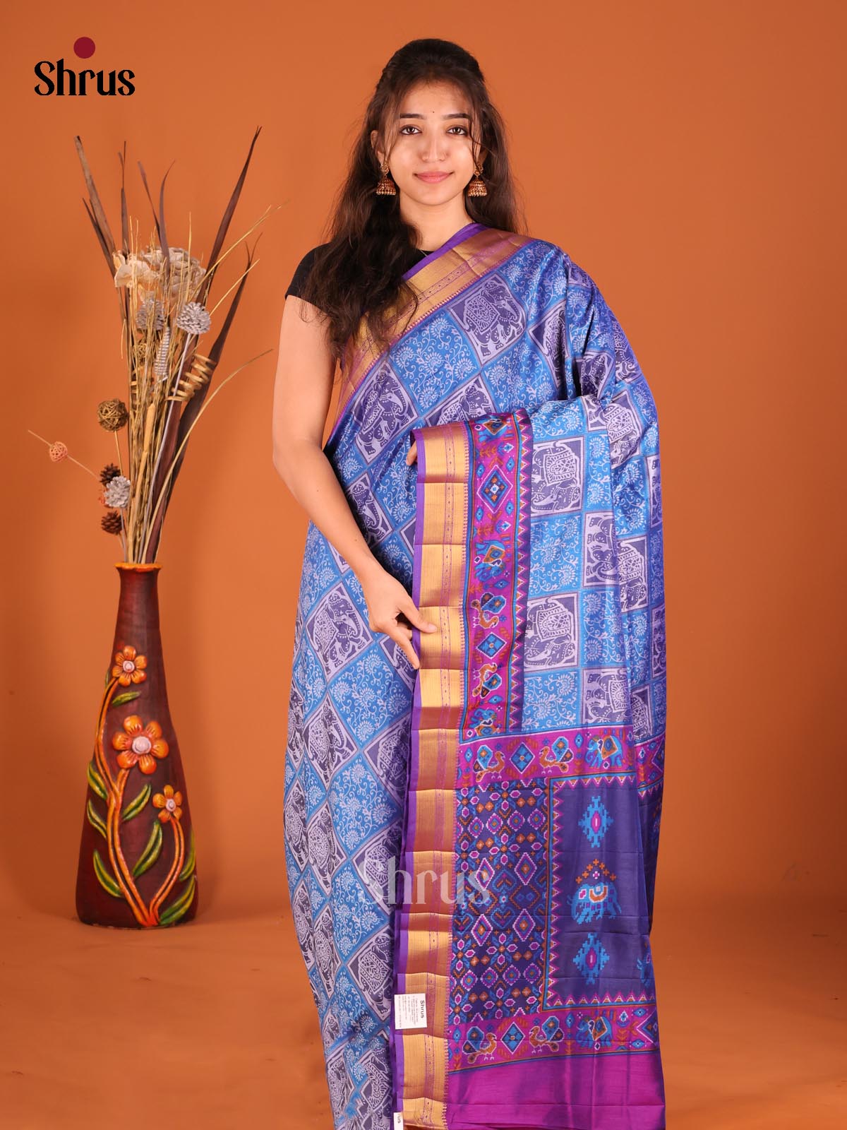 Blue & Purple - Semi Patola Saree