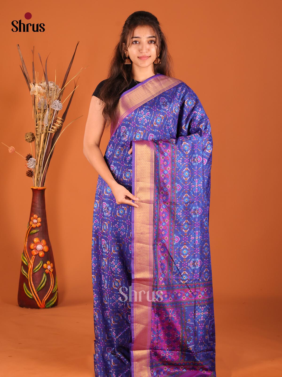 Blue & Purple - Semi Patola Saree