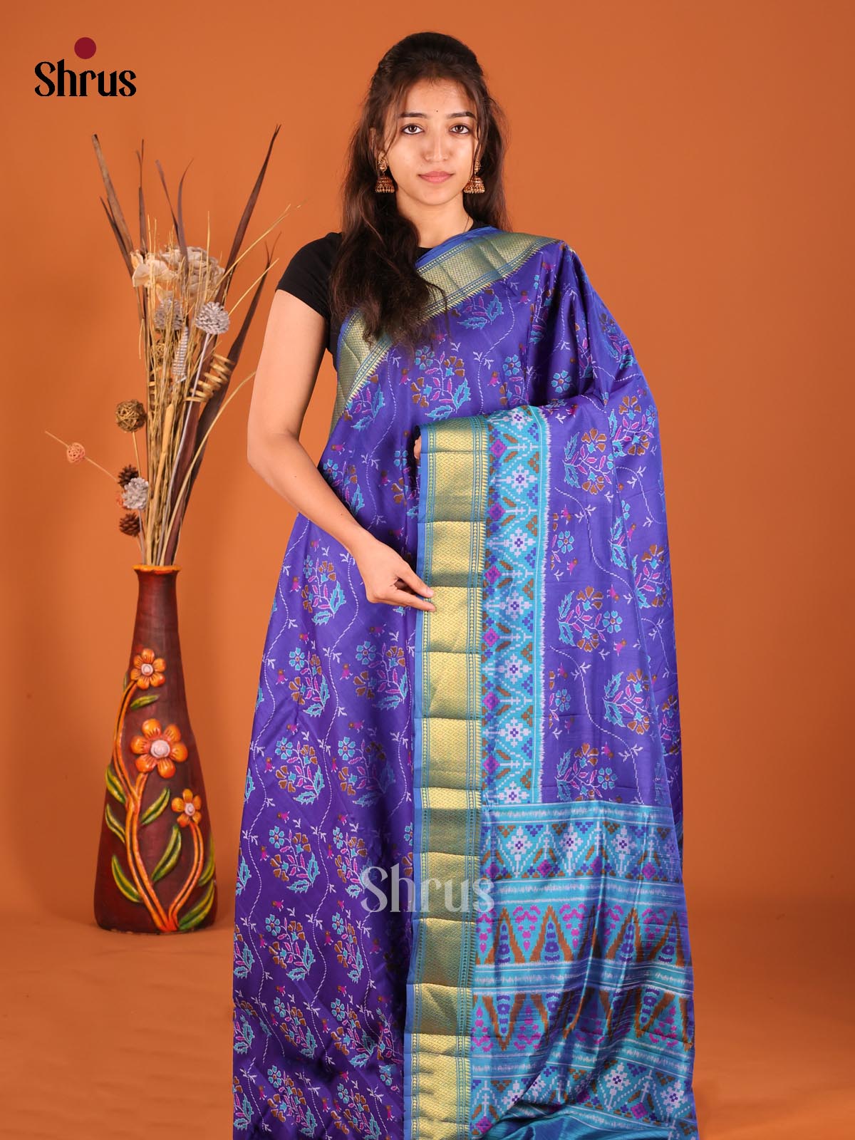 Blue- Semi Patola Saree