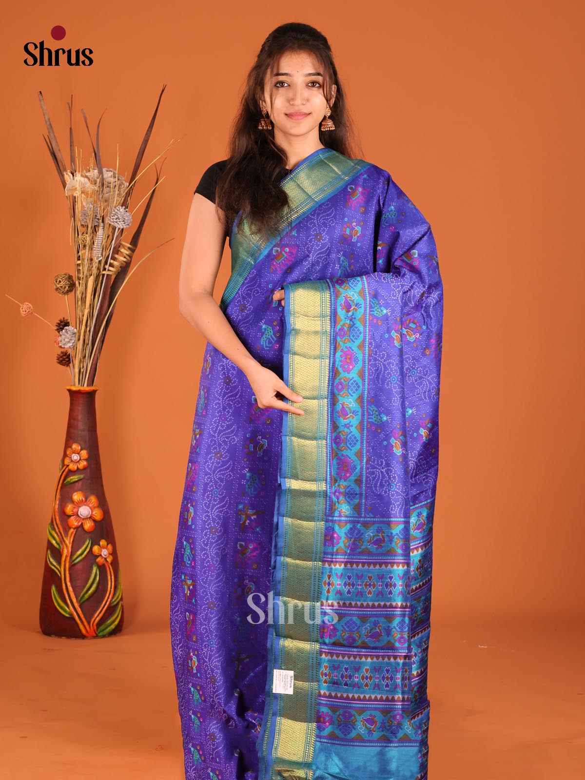 Blue - Semi Patola Saree