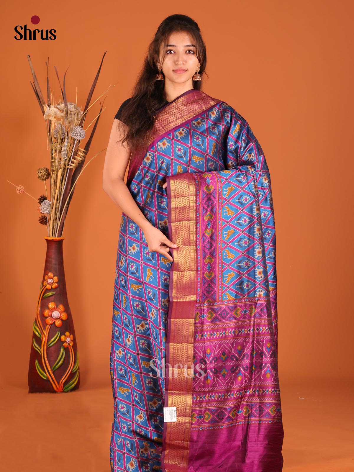 Blue & Purple - Semi Patola Saree