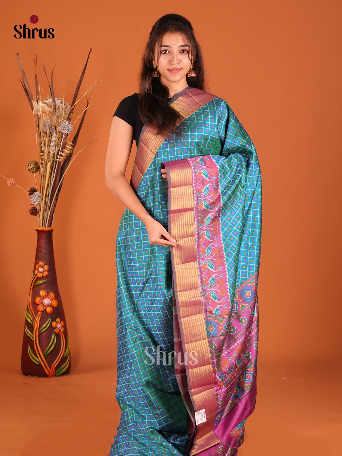Blue & Purple - Semi Patola Saree