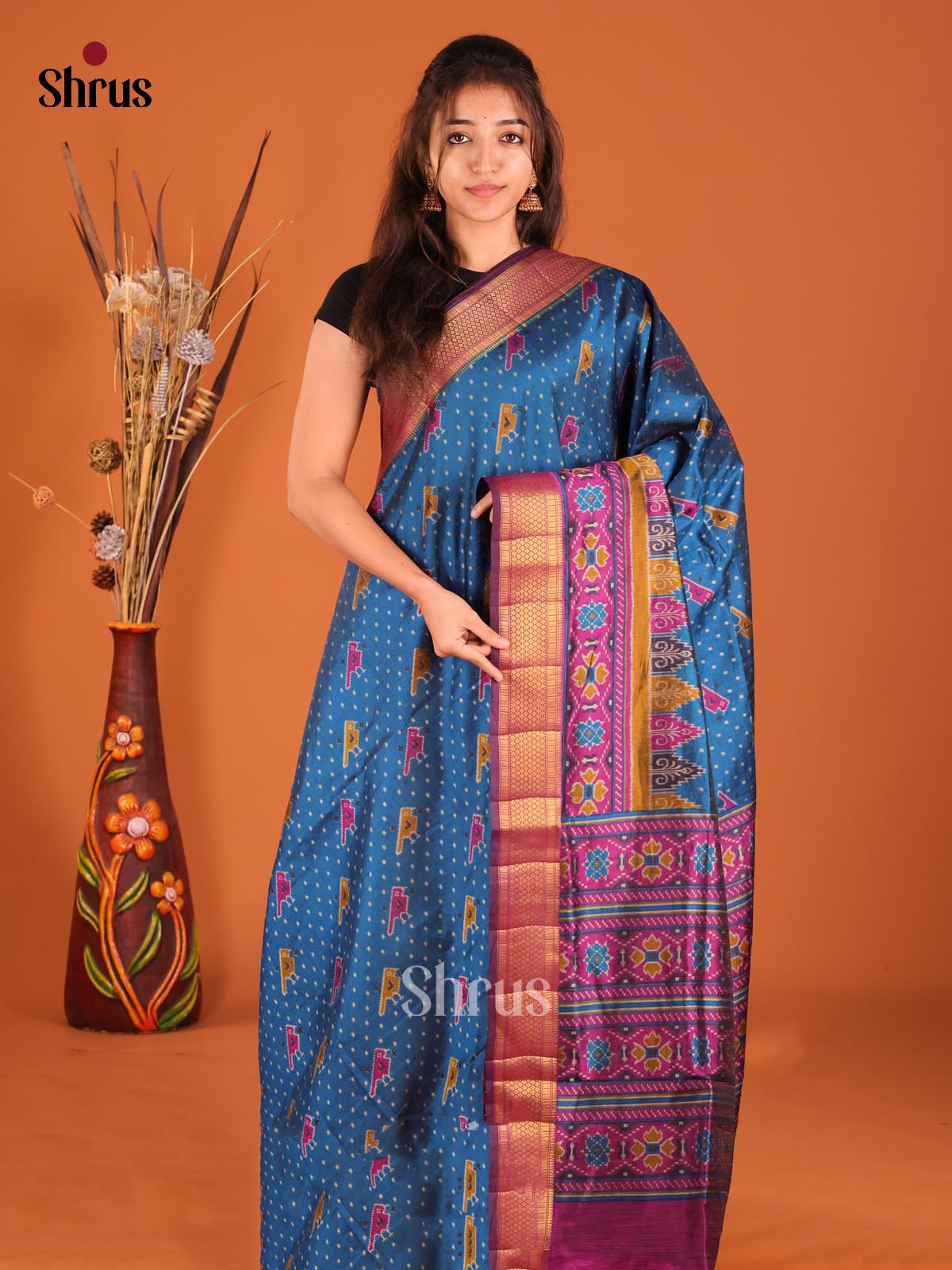Blue & Purple - Semi Patola Saree