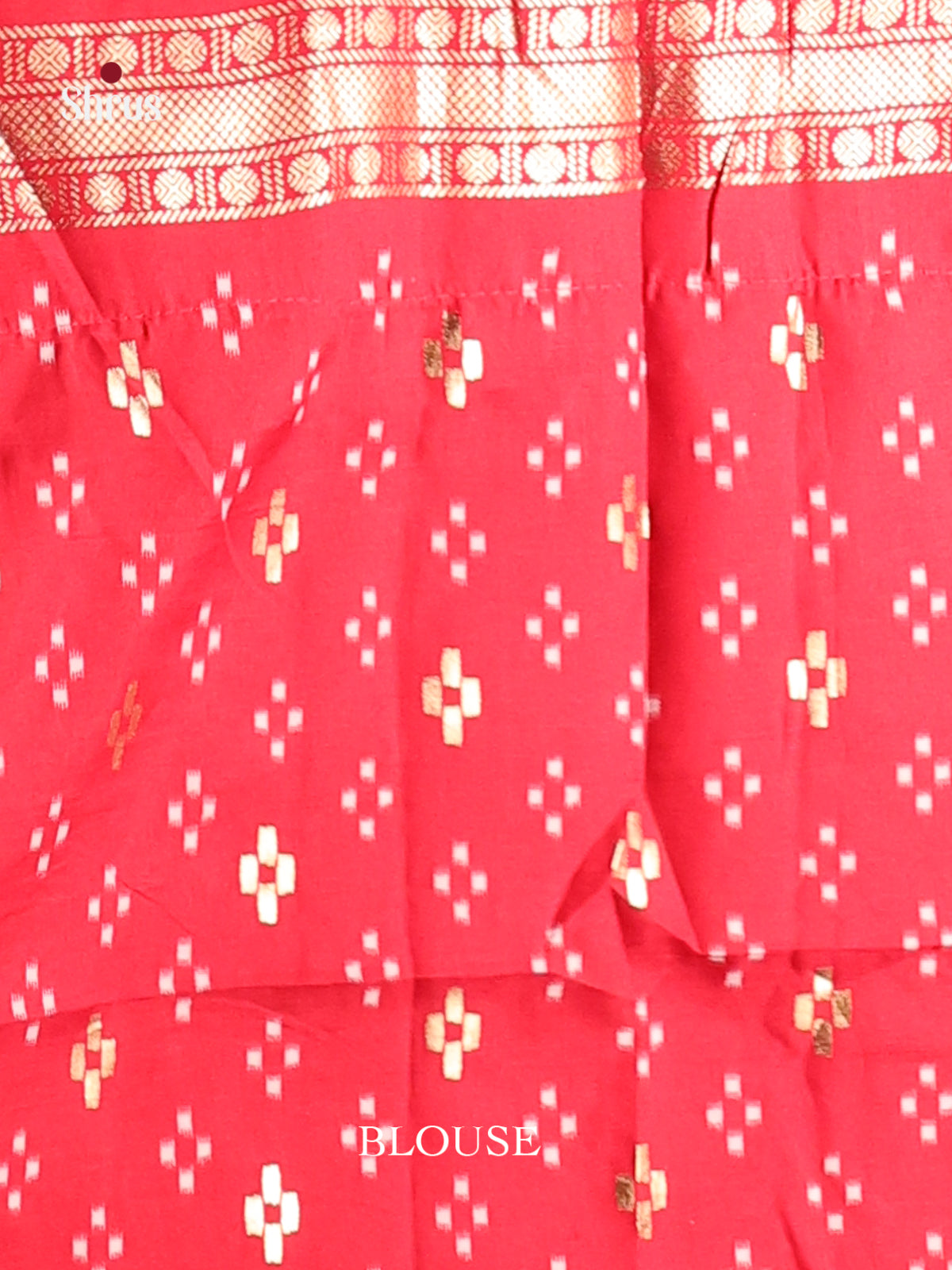 Light Yellow & Red - Semi Ikkat Saree