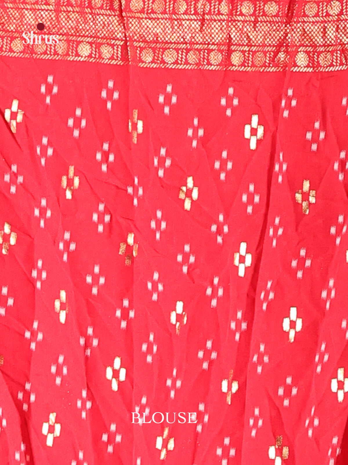 Cream & Red - Semi Ikkat Saree