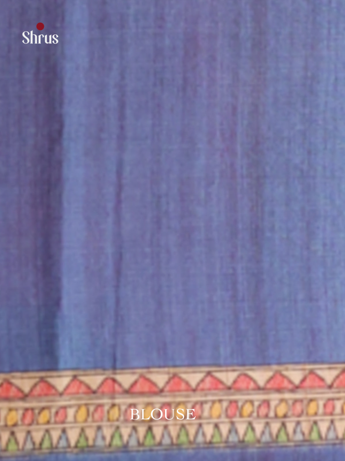 Blue & Cream- Printed Madhubani Saree