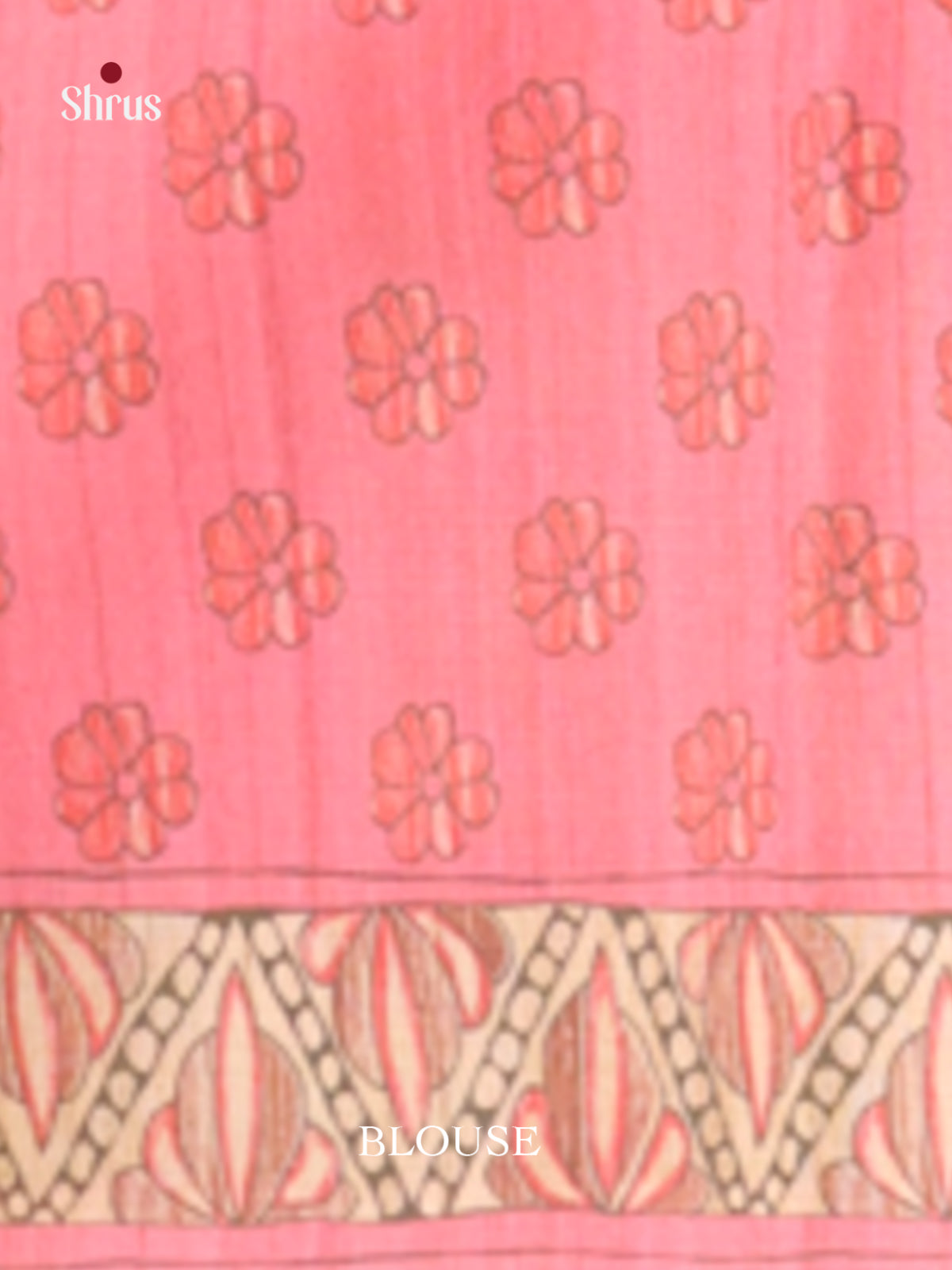 Pink & Cream - Printed Madhubani Saree - Shop on Shrus.com