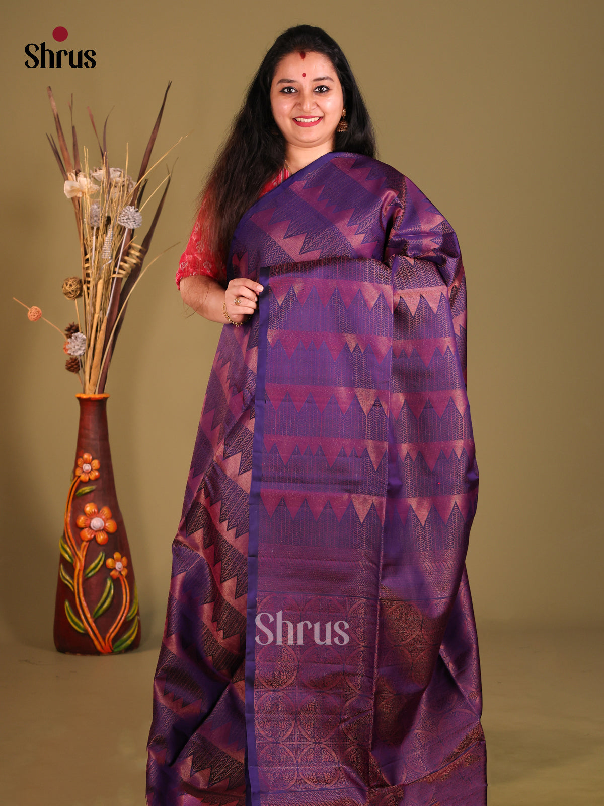 Blue single tone Soft Silk Saree zari stripes , geometric brocade-1