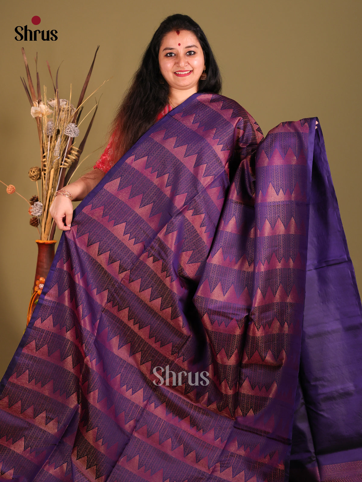 Blue single tone Soft Silk Saree zari stripes , geometric brocade-2