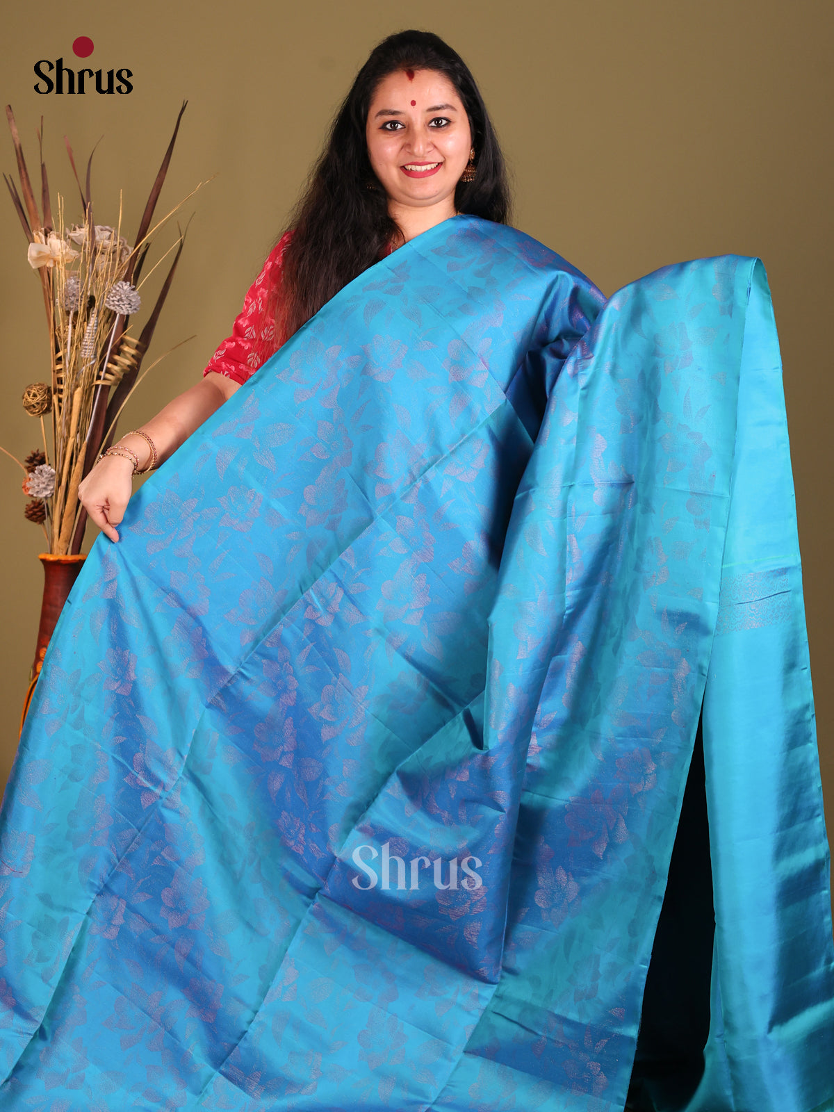Blue Single Tone Soft Silk Saree with zari brocade