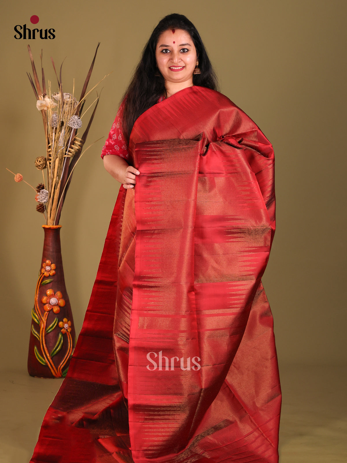 Maroon single tone Soft Silk Saree with zari pallu