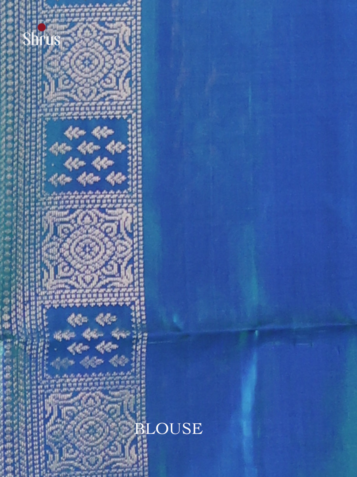 Peacock Blue single Tone Soft Silk Saree with zari floral brocade - Shop on Shrus.com