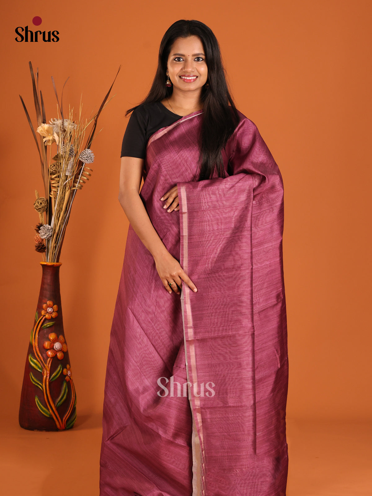 Maroon- Semi Tussar Saree