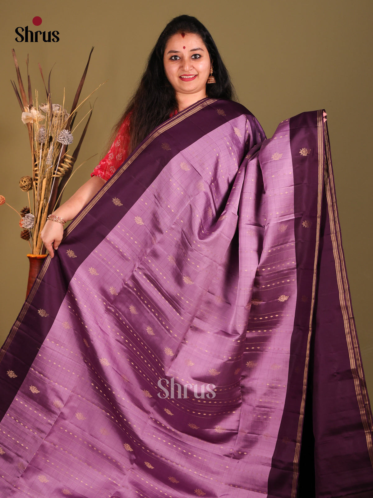 Lavender & Violet -Soft Silk Saree-2